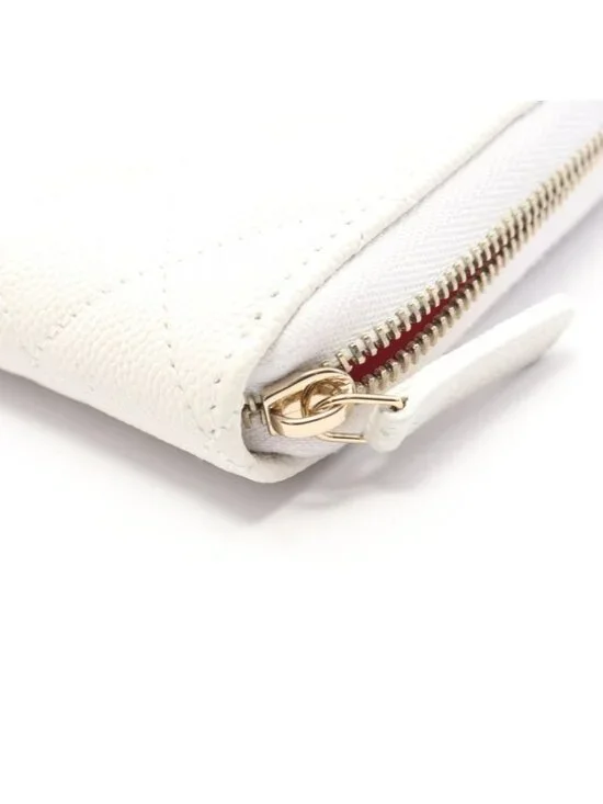 Chanel Round Wallet Quilted White Calf Long - Picture 6 of 7